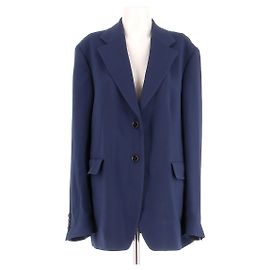 Blazer Dries Van Noten Blu Navy in Viscosa