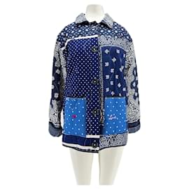 Autre Marque Chaqueta patchwork de algodón azul marino