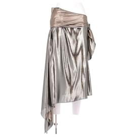 Falda midi de lamé de seda plateada Givenchy