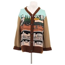 Loewe Printed Wool Cardigan Brown