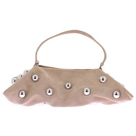 Borsa a mano Altuzarra Origami in suede beige con palline argentate