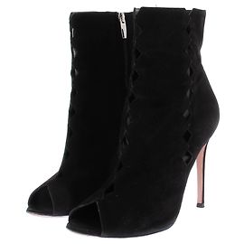Botines Gianvito Rossi de ante negro con punta abierta