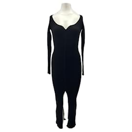 Vestido largo de terciopelo negro - Courreges