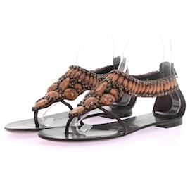Sandalias marrones con piedras y strass - Giuseppe Zanotti