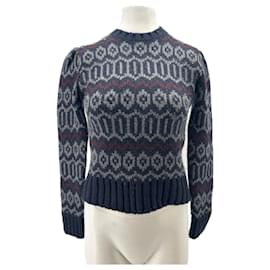 Marinefarbener Pullover mit Cashmere-Muster - Céline