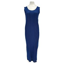 Pleats Please Ärmelloses Maxikleid Blau
