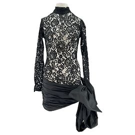 Autre Marque Schwarzes Spitzenkleid mit langen Ärmeln