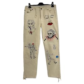 Jeans bordados crema KIDSUPERSTUDIO - Autre Marque