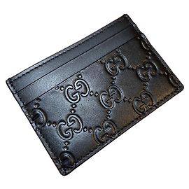 Gucci GG Embossed Black Leather Card Holder