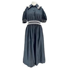 Autre Marque VIVETTA Schwarzes Midikleid mit Stickereien aus Baumwolle