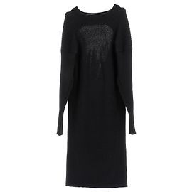 Vestido Bottega Veneta de lana negra cuello halter