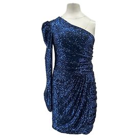 Autre Marque Abito IORANE in paillettes blu asimmetrico a manica singola
