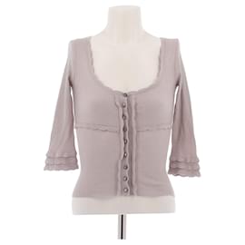 Louis Vuitton Top grigio perla in cashmere e seta