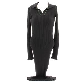 Vestido largo negro de algodón Bottega Veneta