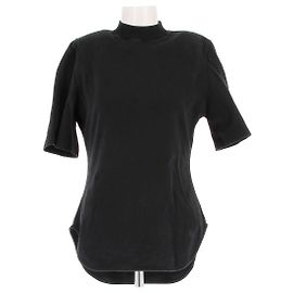 Camiseta negra de algodón con hombreras Attico
