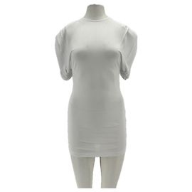 Autre Marque Weißes WARDROBE NYC Viscose Kleid mit Schulterpolstern XS