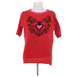 Christian Lacroix Rotes bedrucktes Baumwoll T-Shirt