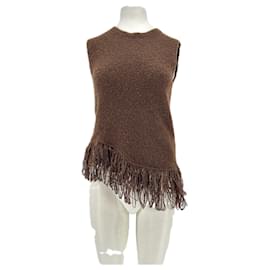 SIMONA CORSELLINI Ärmelloser Pullover mit Fransen Braun - Autre Marque