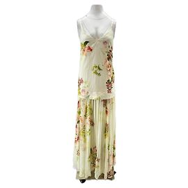 Autre Marque HERMANT & NANDITA Blumenlanges Kleid Beige Viskose