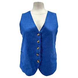 Autre Marque Chaleco azul de lino