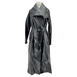 Trench coat de couro preto Mackage