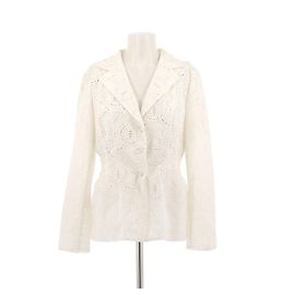 Christian Dior Weiße Jacke mit Anglaise Stickerei aus Baumwolle
