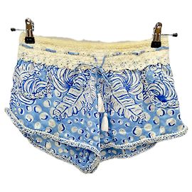 Autre Marque Pantaloncini in seta blu POUPETTE ST BARTH