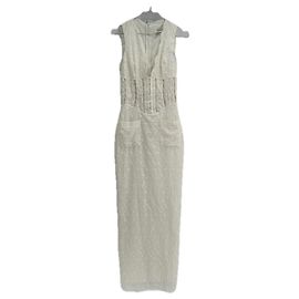 Autre Marque HOUSE OF CB Weißes besticktes Maxikleid ärmellos