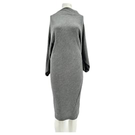 Hussein Chalayan Wollkleid in Grau mittellang