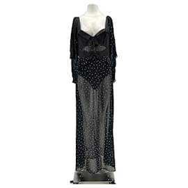 Autre Marque Vestido negro con strass y body integrado