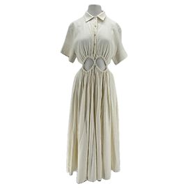 Cult Gaia Keegan weißes Leinenkleid lang