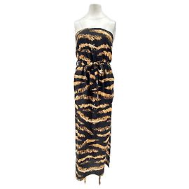 Autre Marque Vestido de seda con estampado de tigre