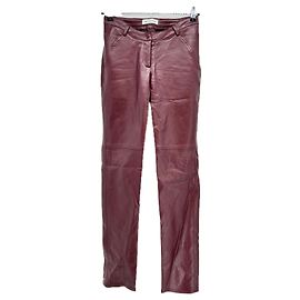 Autre Marque Pantalón de cuero sintético burdeos
