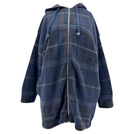 Giacca in lana a quadri con cappuccio blu Eric Bompard