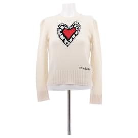 Cremefarbener Pullover mit Herzmotiv aus Kaschmir - Christian Dior