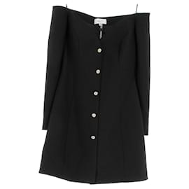Autre Marque Vestido curto de algodão DALOOD preto com ombros à mostra e botões dourados