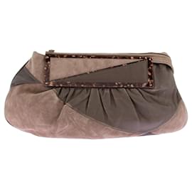 Clutch Fendi To You in pelle e camoscio marrone