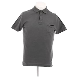 Polo a maniche corte grigia in cotone Prada