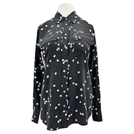 Camisa de seda Equipment negra con estampado de estrellas