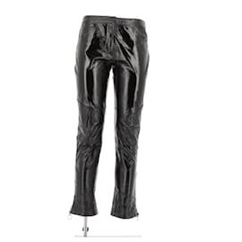 Calças Louis Vuitton de couro envernizado marrom