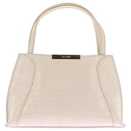Borsa a mano By Far in pelle beige con rilievo alligatore e oro