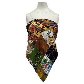 Top sin tirantes de seda La Prestic Ouiston estampado multicolor