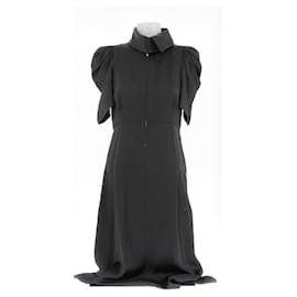 Céline Schwarzes langes Kleid mit Puffärmeln