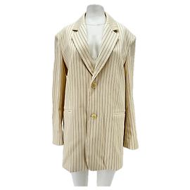 Autre Marque Blazer ecrù con sottili righe