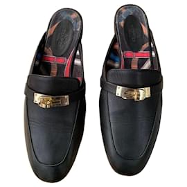 Mule Hermès OZ in pelle nera