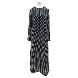 Laurence Bras Schwarzes langes Kleid mit Punkten