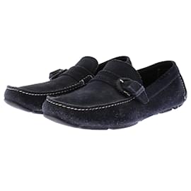 Mocassini Salvatore Ferragamo in camoscio blu navy