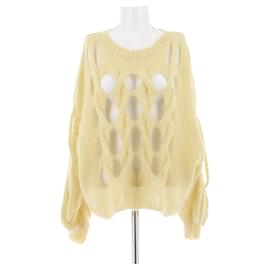 Loewe Mohairpullover mit Lochmuster Gelb