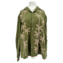 Autre Marque Camisa BAZISZT de algodón caqui con bordado