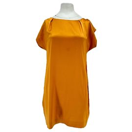 Just Cavalli Seidenkleid Orange mit kurzen Ärmeln